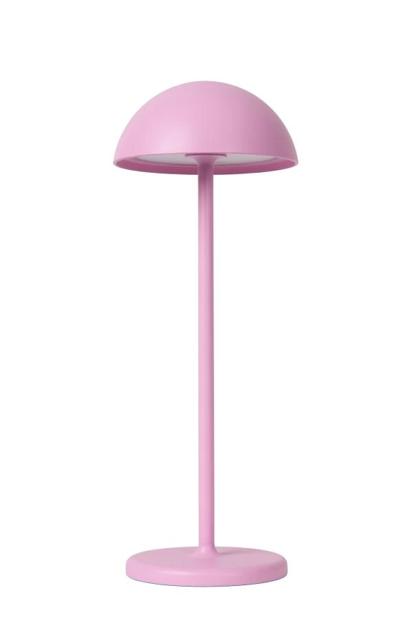 Lucide JOY - wiederaufladbare Tischlampe Außen - Akku/Batterie - Ø 12 cm - LED Dim. - 1x1,5W 3000K - IP54 - Rosa - AUSgeschaltet